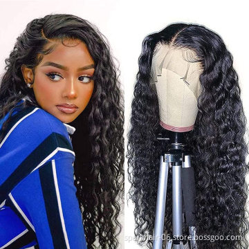 Water Wave Lace Front Wigs Human Hair Brazilian Virgin Human Hair 13X4 Lace Frontal Wigs 150% Density Pre Plucked With Baby Hair